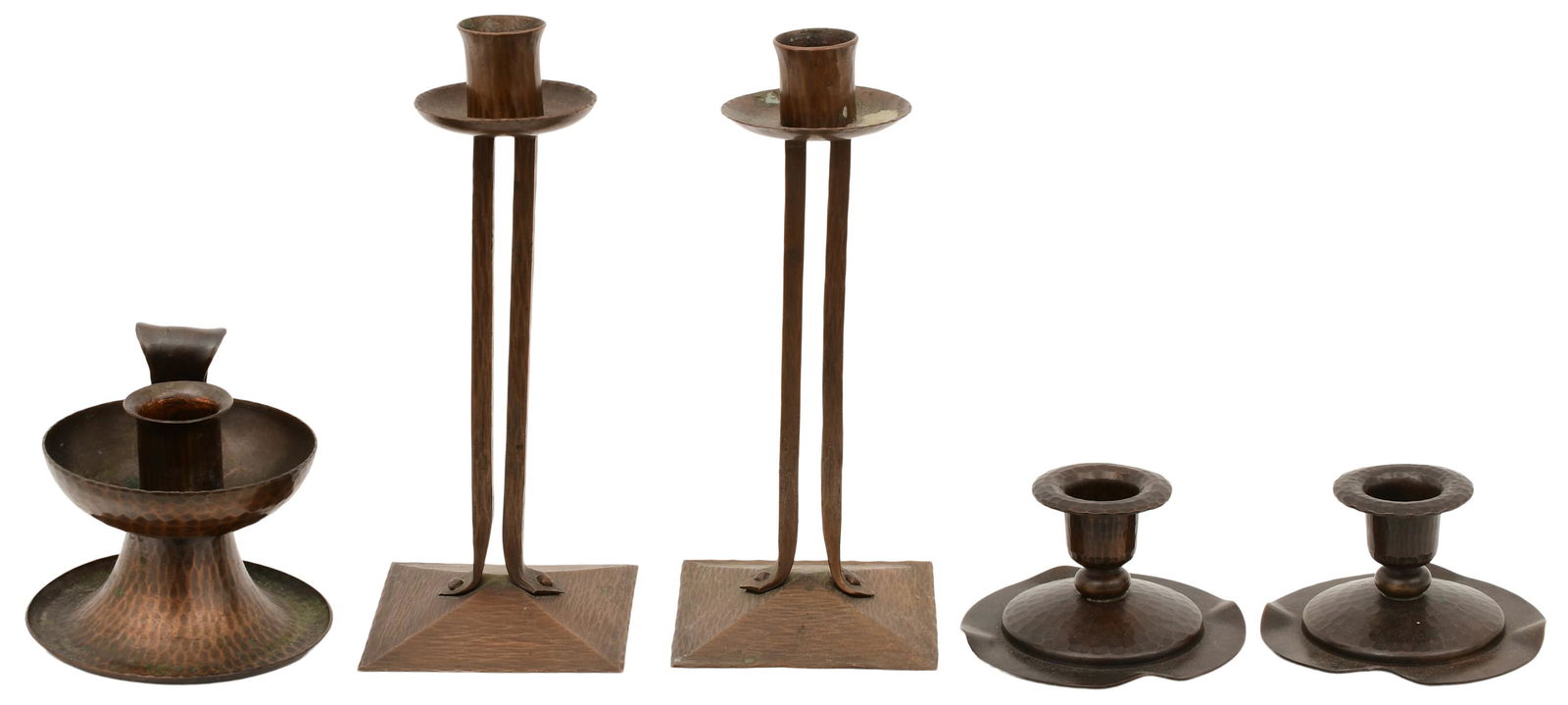 Five Roycroft Copper Candlesticks (1 of 8)