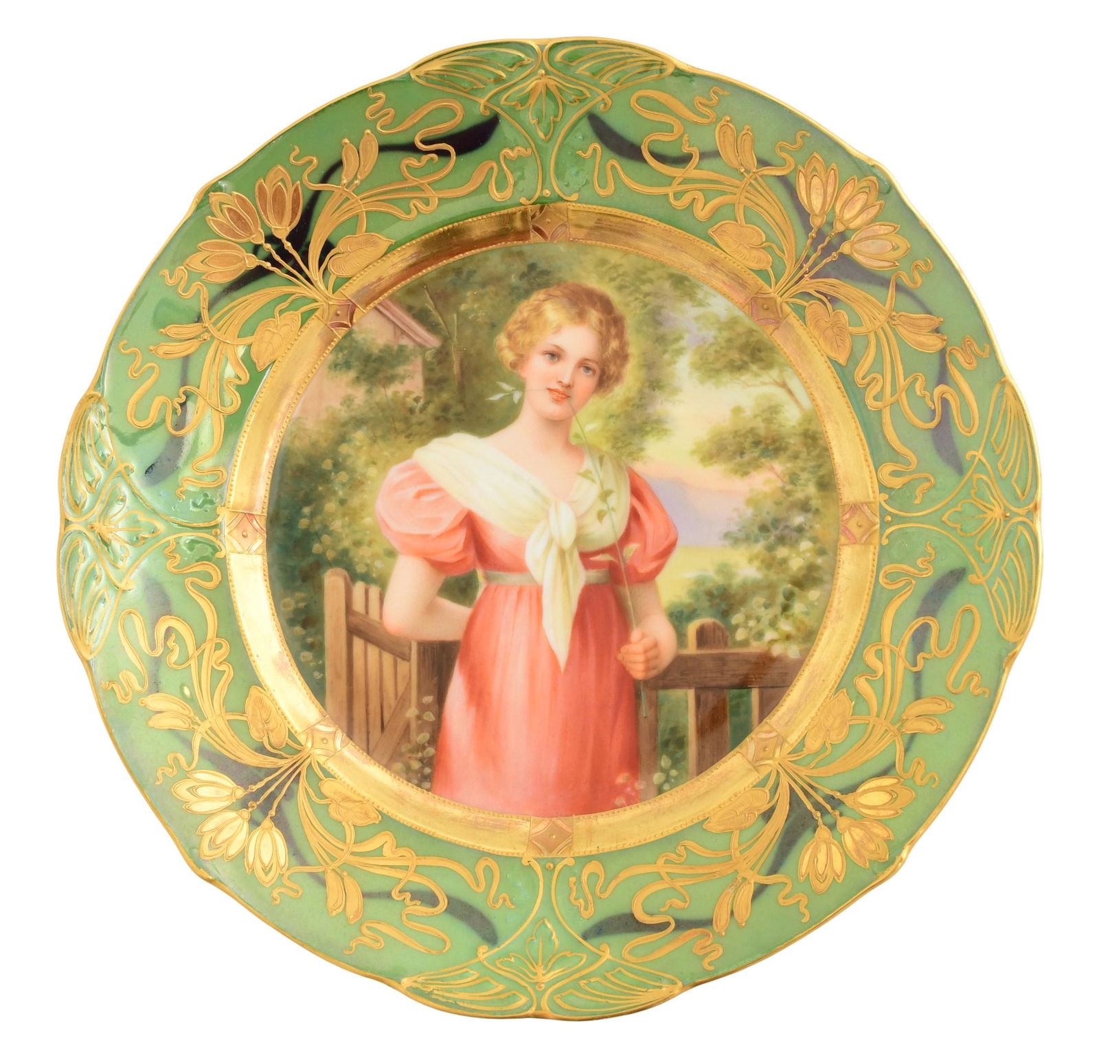 German Hand-Painted Porcelain Plate, "Waldeszauber" (Forest Magic) (1 of 4)