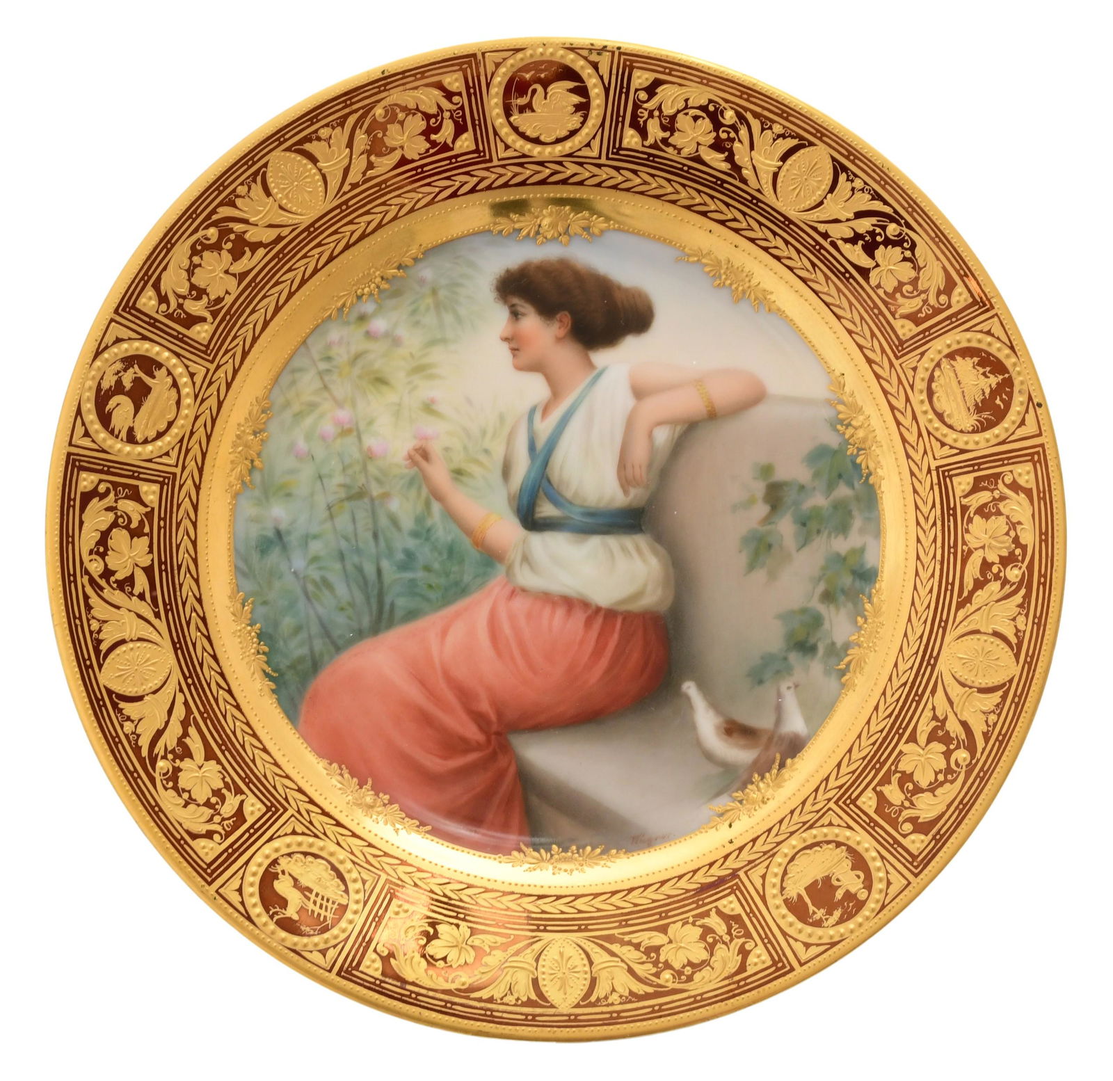 Royal Vienna Style Porcelain Plate, "Oleander" (1 of 5)