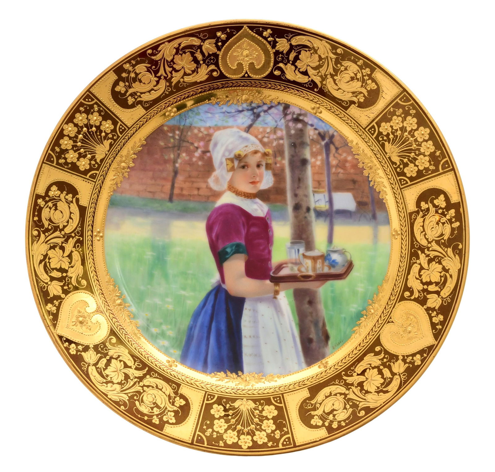 Royal Vienna Style Porcelain Plate, "Breakfast" (1 of 5)