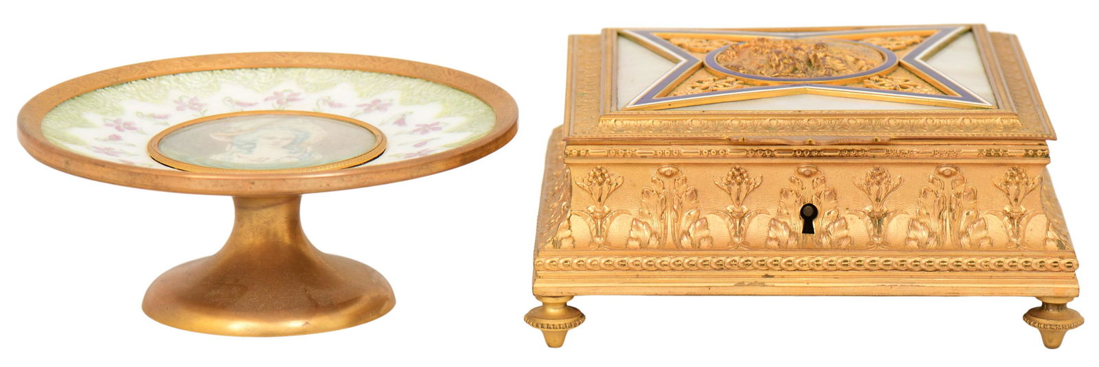 French Gilt Bronze and Enamel Compote and Box (1 of 12)