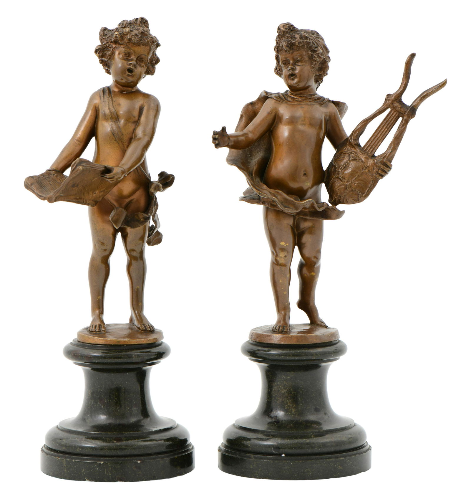 A Pair of French Patinated Bronze Sculptures of Putti (1 of 8)