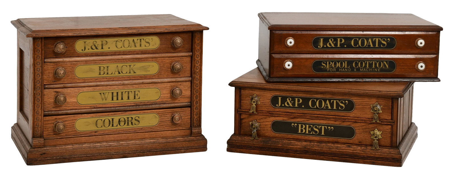 Lot of Three J. & P. Coats Spool Cabinets (1 of 7)
