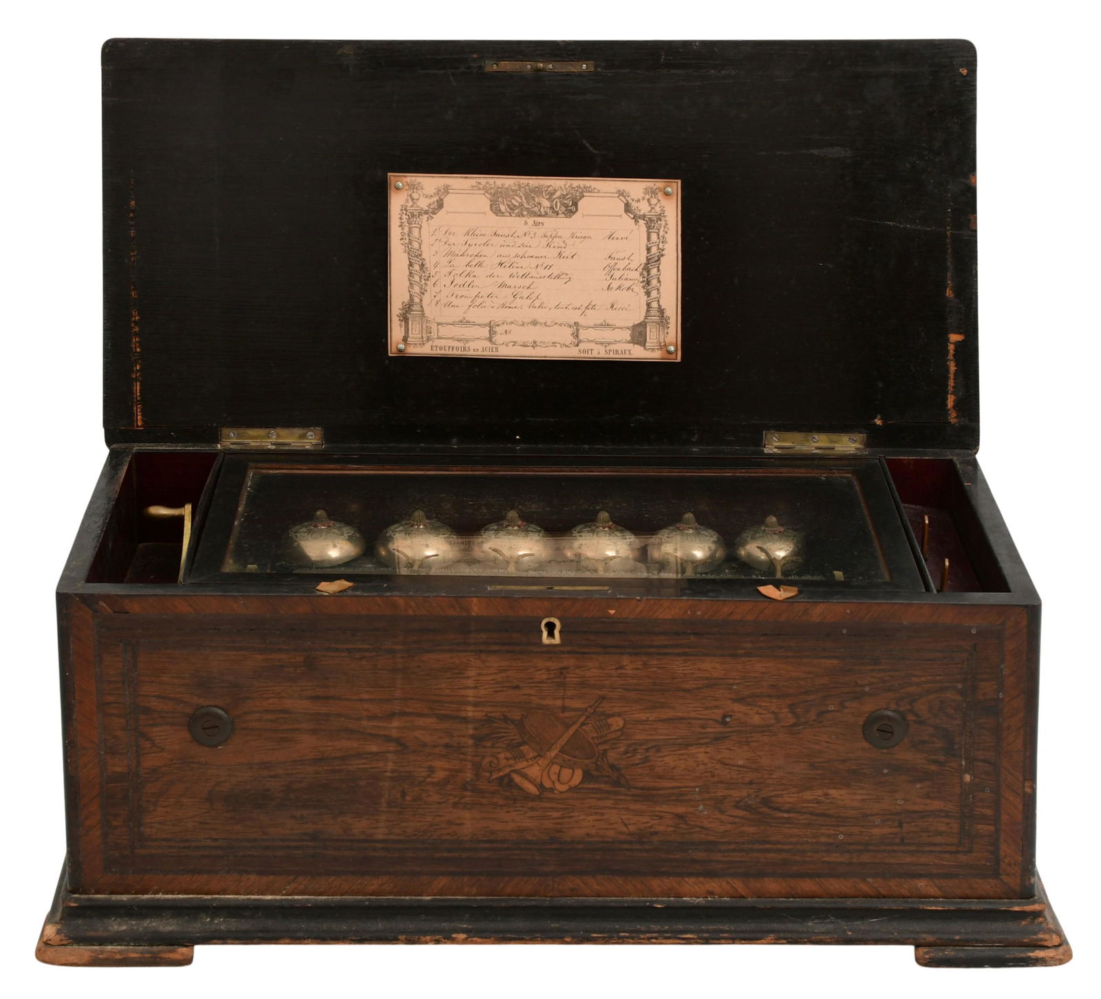 Swiss Eight-Tune Cylinder Music Box with Six Bells (1 of 13)