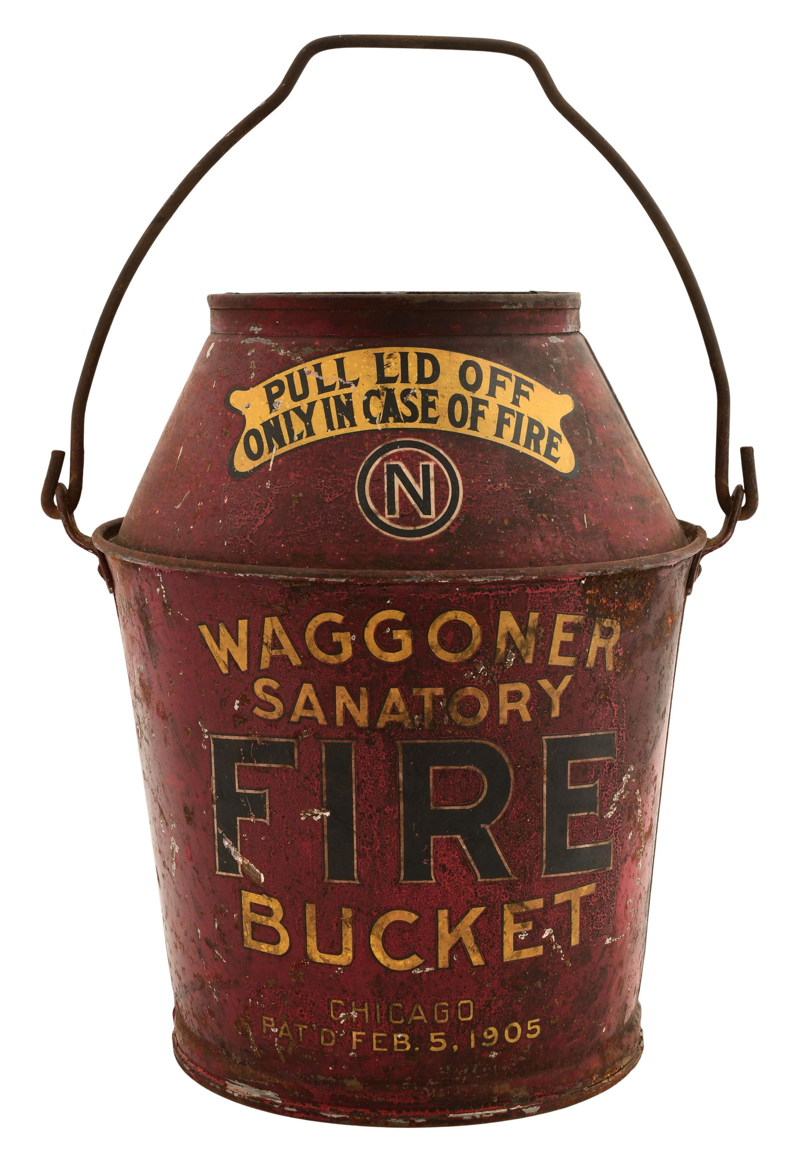 Waggoner Sanatory Fire Bucket Co. Advertising Bucket (1 of 9)