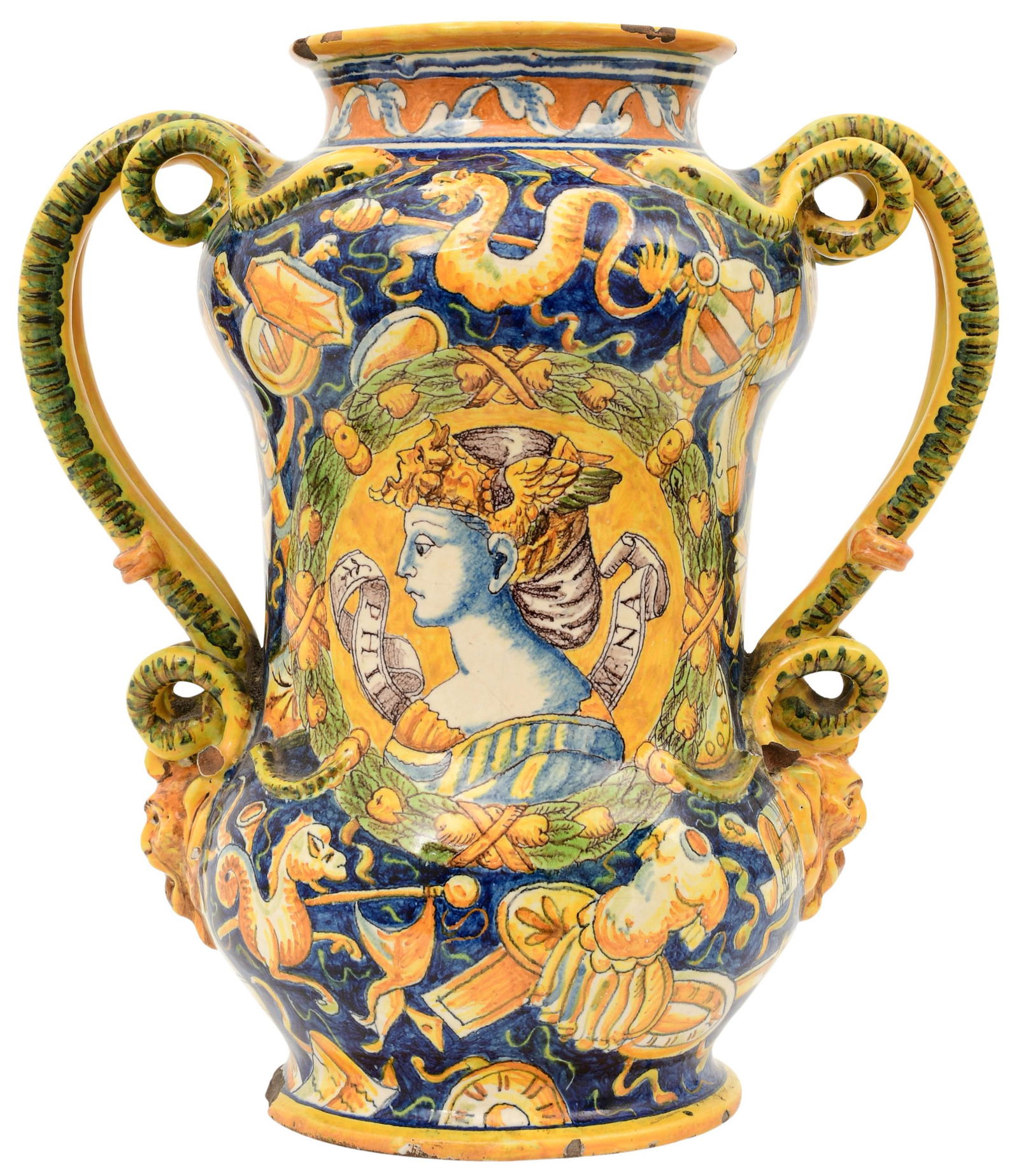 Ulisse Cantagalli Majolica Two-Handled Vase (1 of 13)