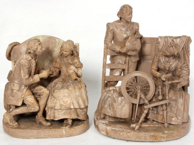 2 John Rogers Groups Inspired by Literature: 2 John Rogers Groups Inspired by Period Literature: (The artist selected scenes from literature that inspired him and his fellow countrymen). Includes: Why Don't you Speak for Yourself, John {John Ald