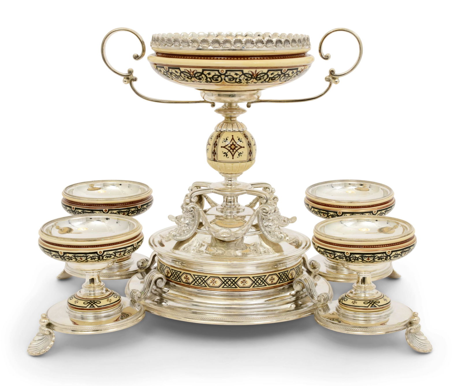 Elkington & Co. Porcelain & Silver Plate Epergne (1 of 8)