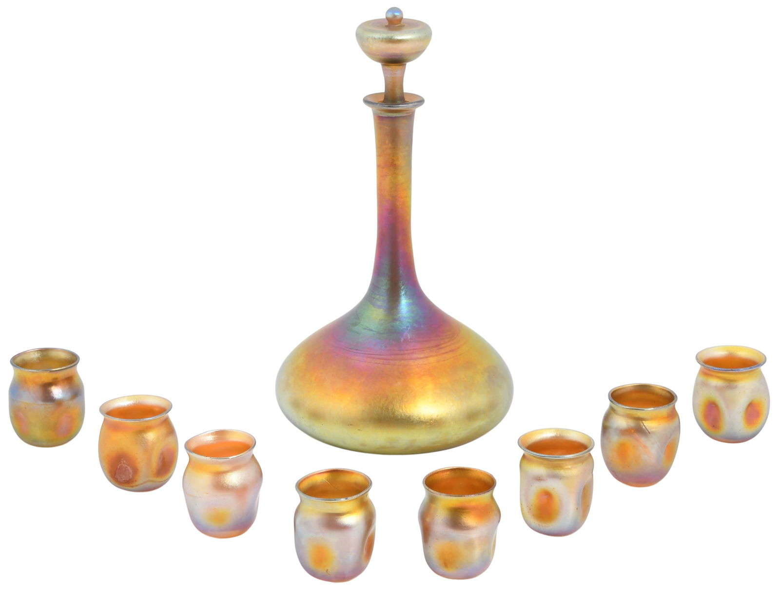 Tiffany Studios Favrile Glass Nine-Piece Decanter Set (1 of 7)