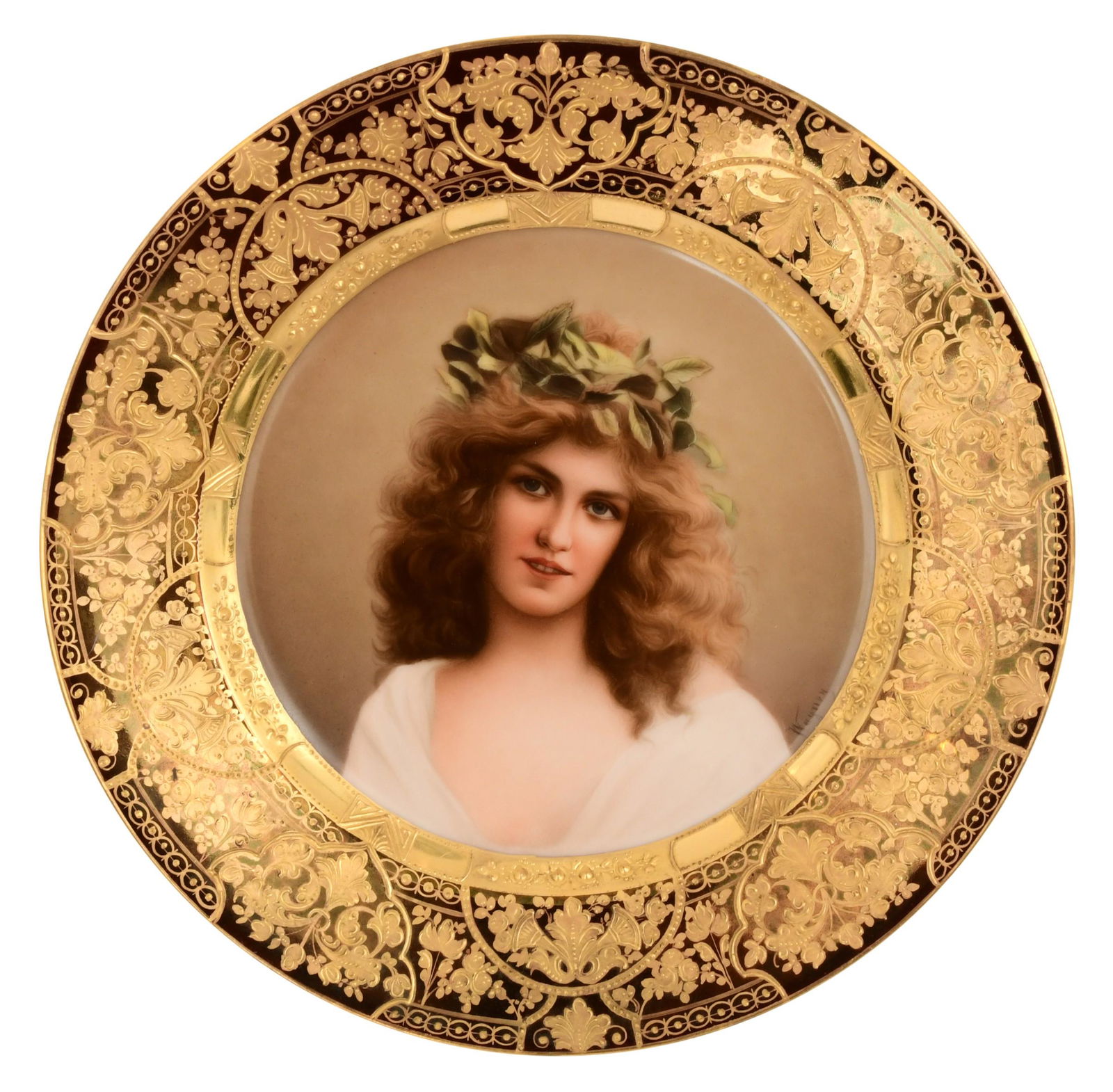 Royal Vienna Style Porcelain Plate of a Woman (1 of 5)