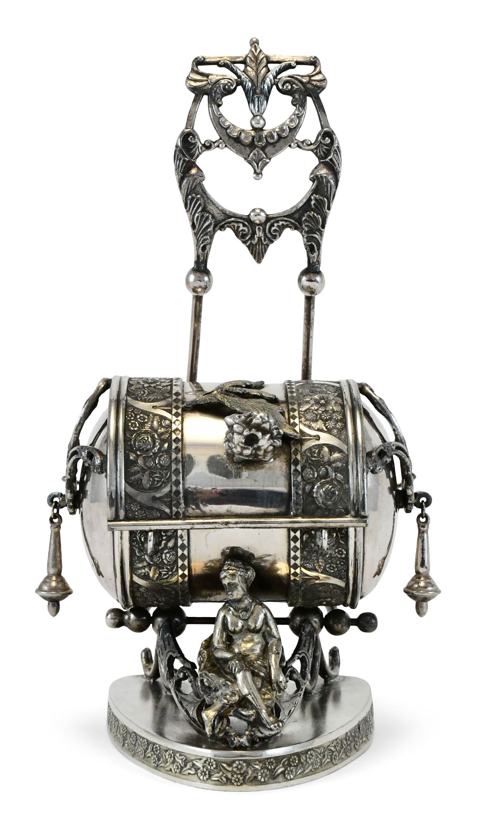Victorian Figural Silver-Plated Mechanical Jewelry Box (1 of 9)