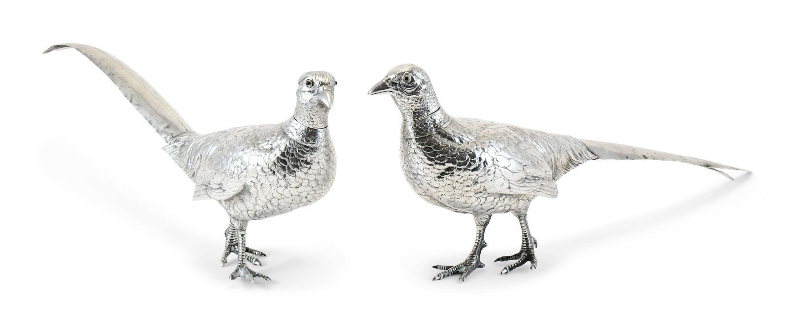 Pair of German Silver Pheasants with Glass Eyes (1 of 14)
