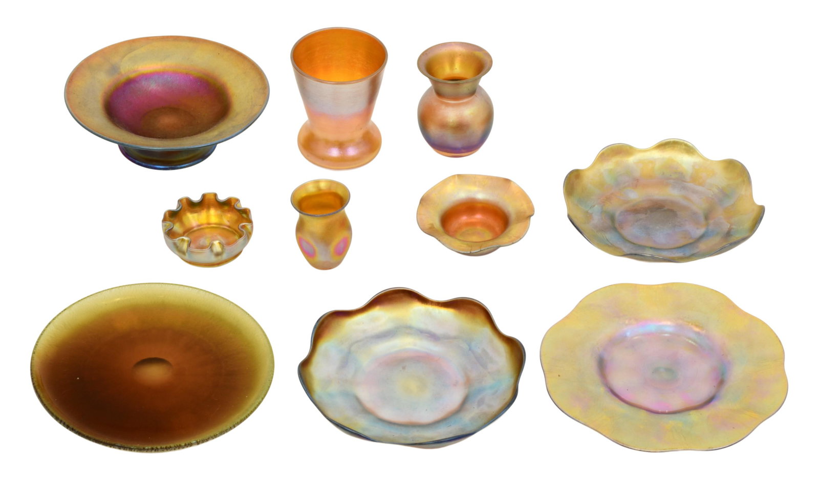 Lot of Ten Iridescent Glass Pieces (1 of 11)