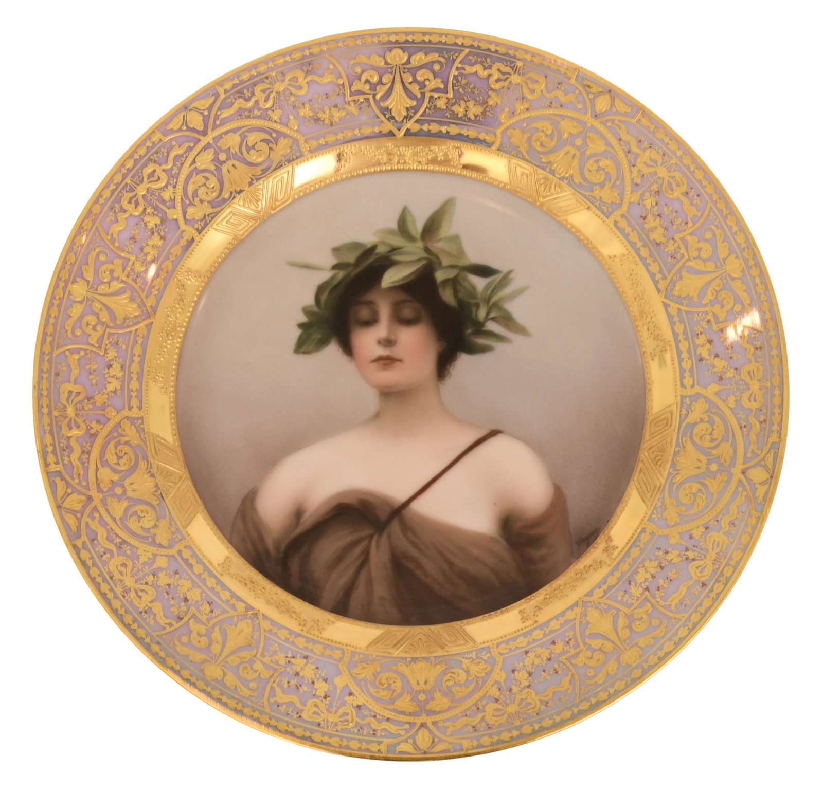 Royal Vienna Style Porcelain Plate of a Woman, "Daphne" (1 of 5)