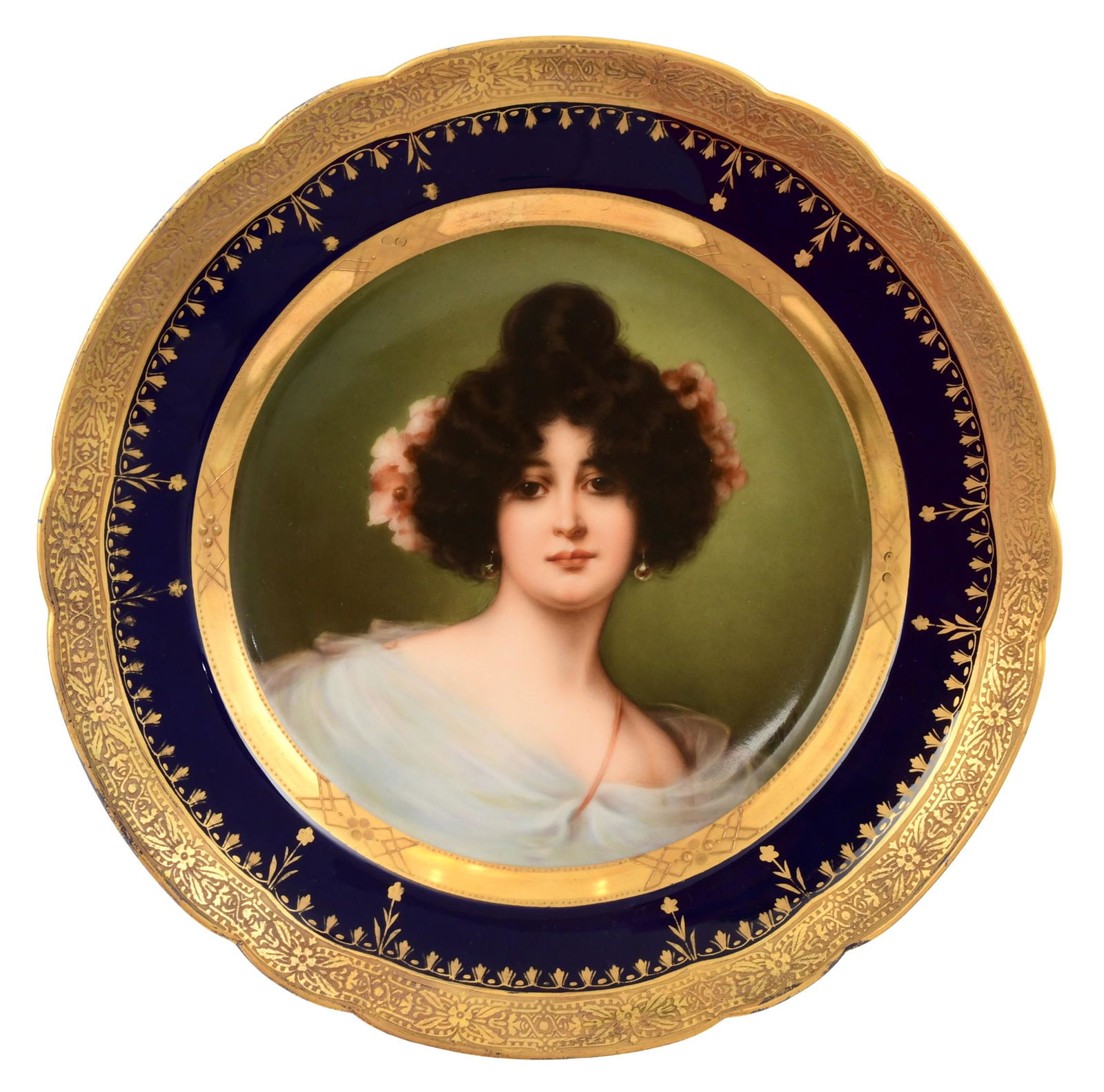Royal Vienna Style Porcelain Plate of a Woman, "Grouzillor" (1 of 5)