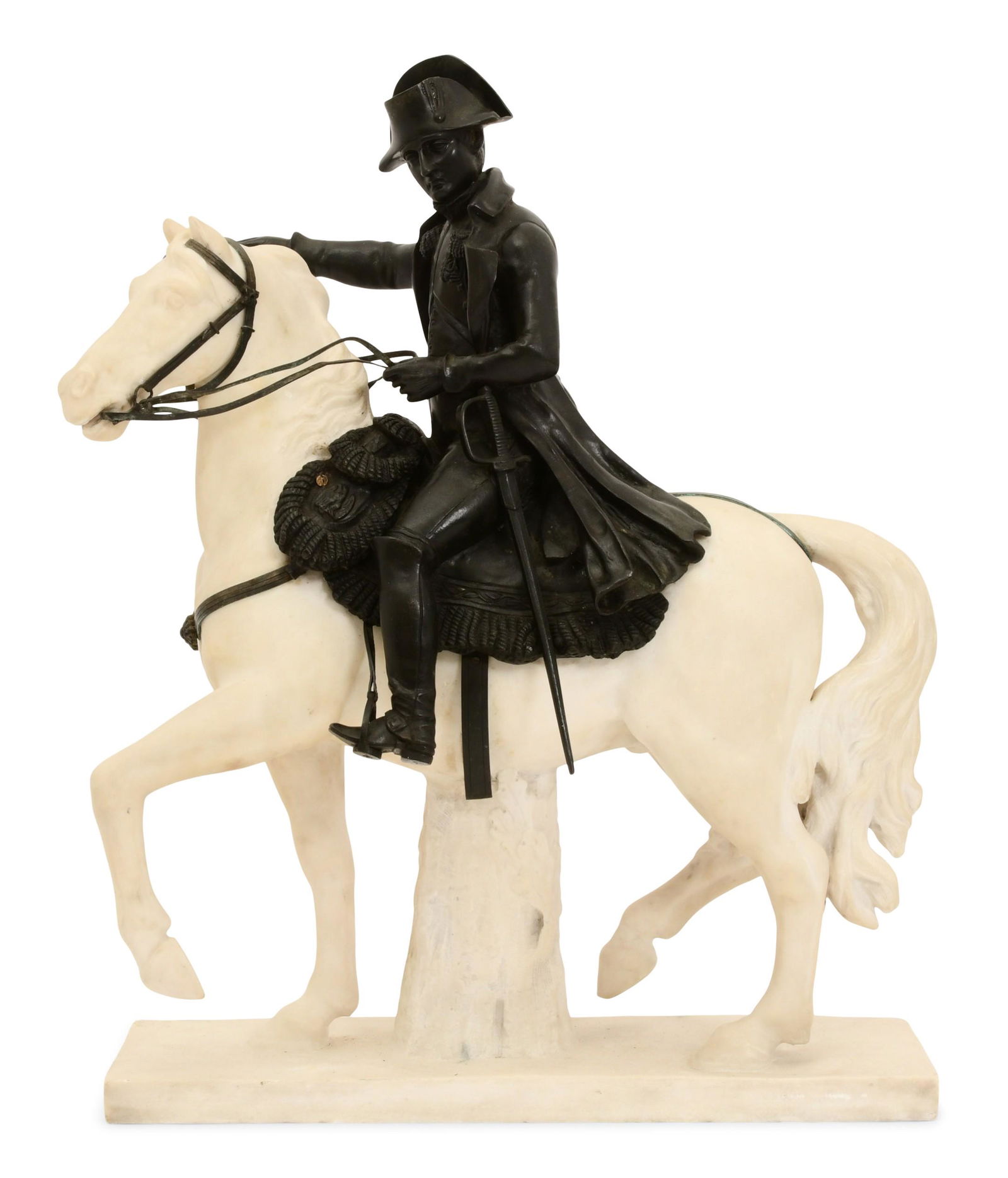 French Patinated Bronze & Marble Sculpture of Napoleon Bonaparte on Horseback (1 of 10)