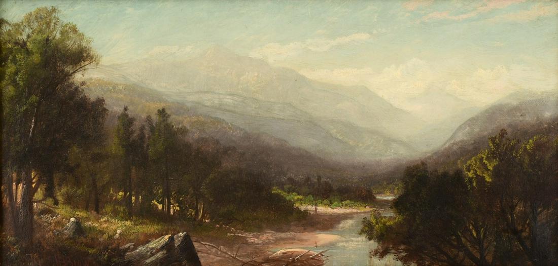Harrison Bird Brown (American, 1831-1915), Landscape with River & Mountains (1 of 6)