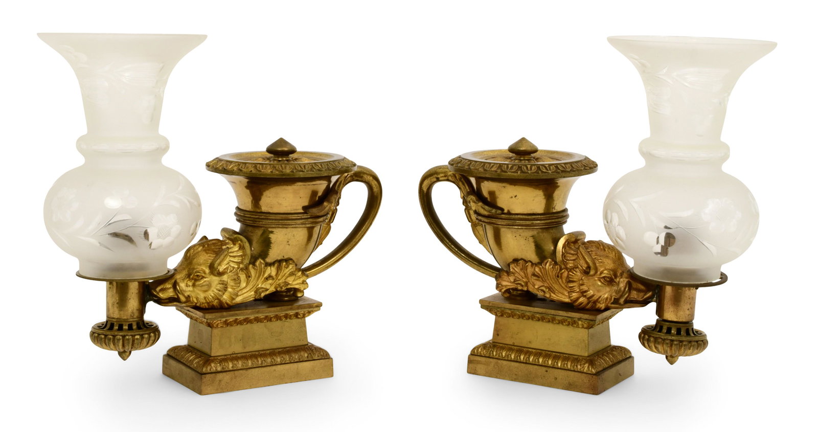 Pair of French Gilt Bronze Figural Argand Lamps (1 of 6)