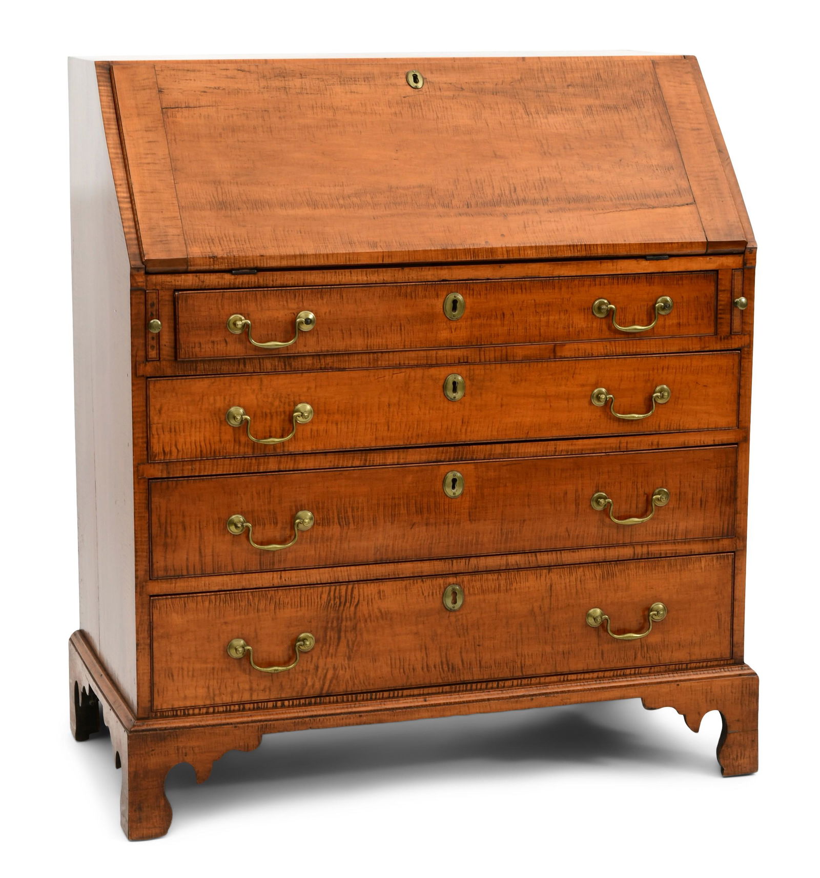 American Chippendale Tiger Maple Slant-Front Desk (1 of 8)