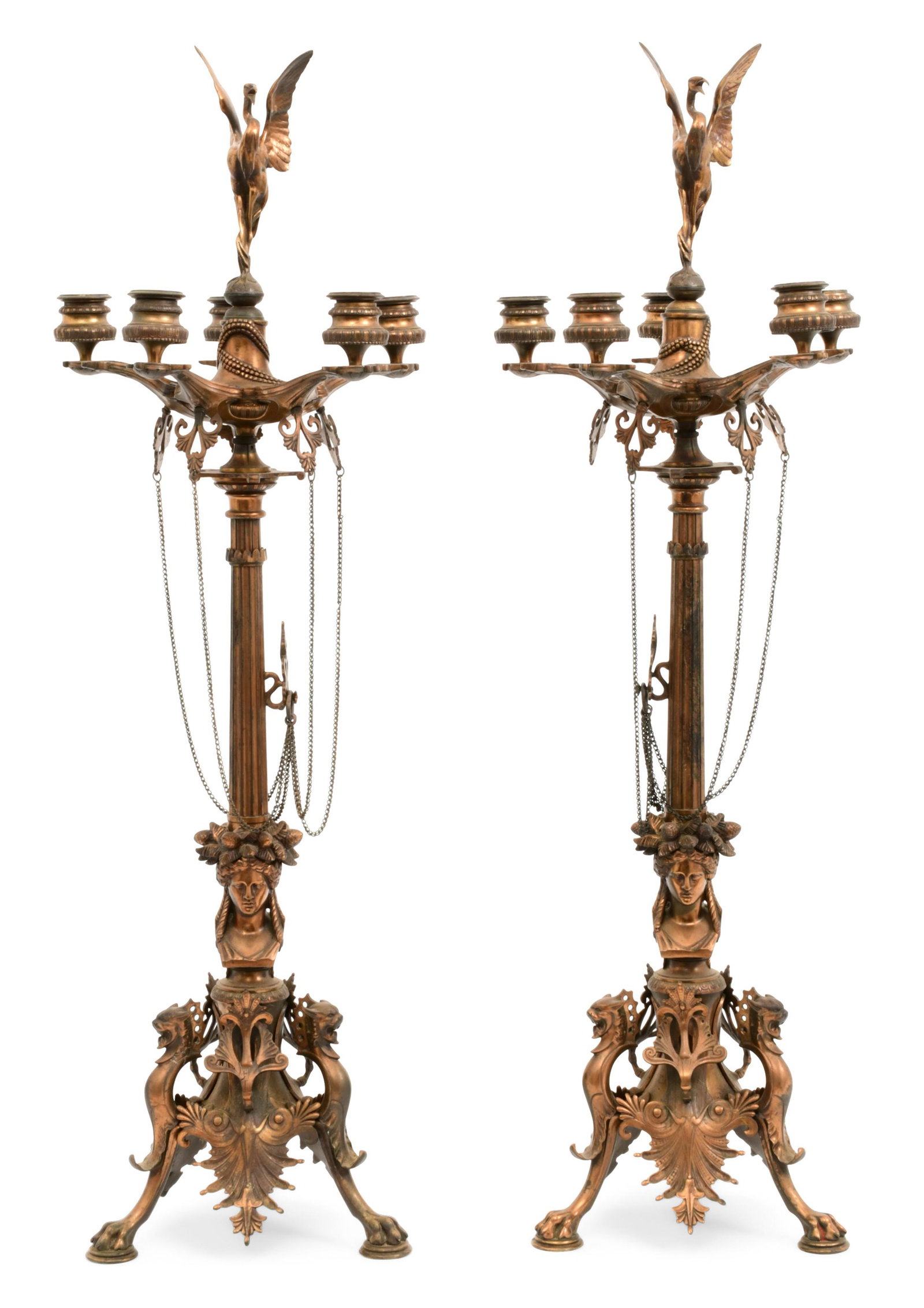 Pair of French Gilt Bronze Figural Candelabra (1 of 13)