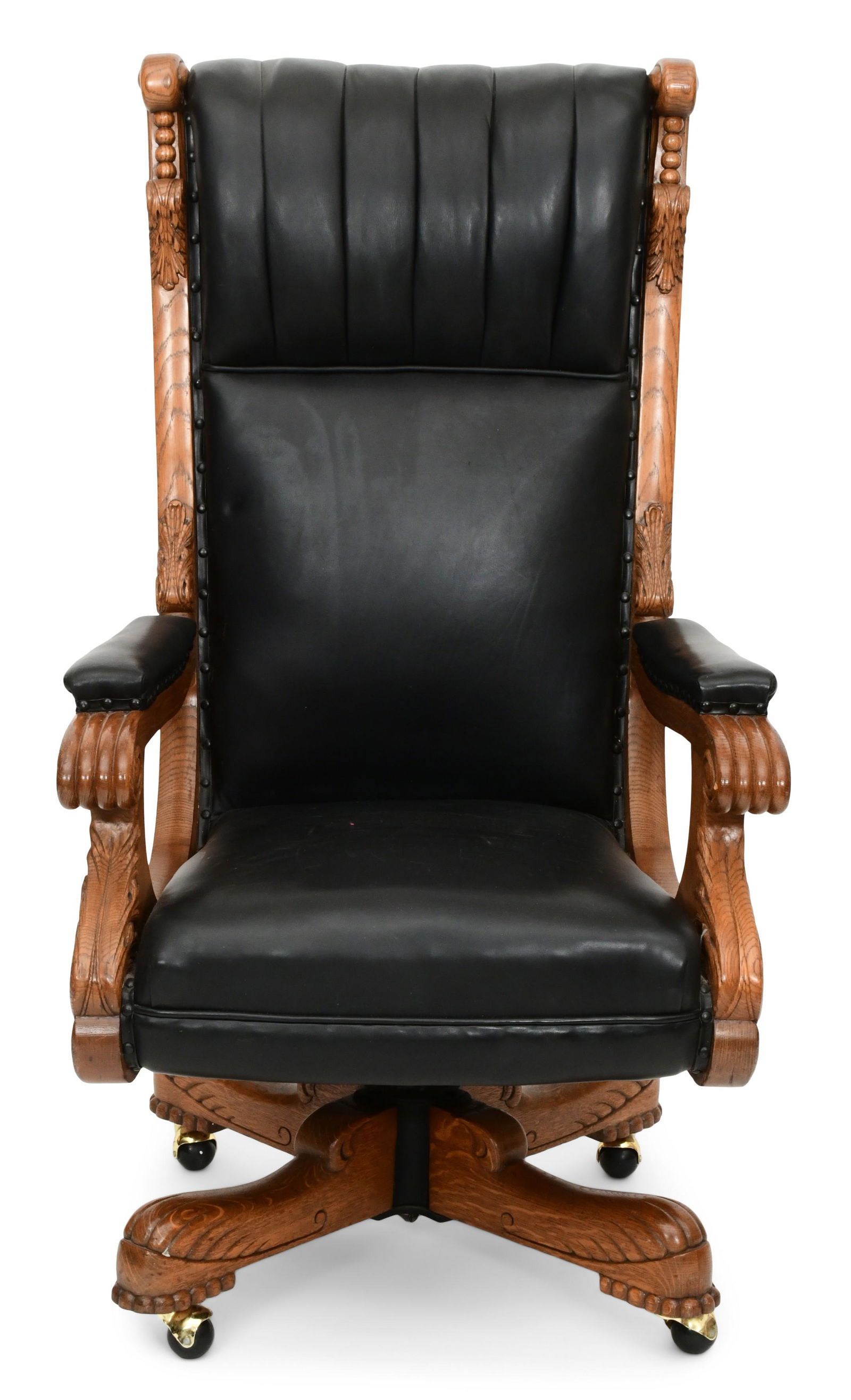 American Oak & Black Leather Desk Chair (1 of 9)