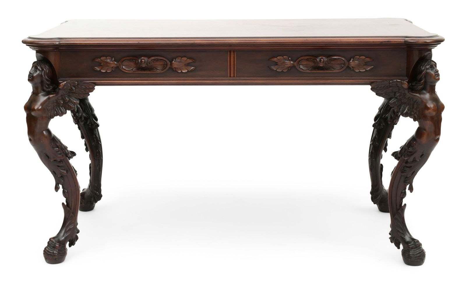 R.J. Horner & Co. Mahogany Library Table with Winged Maidens, Signed with Firm's Label (1 of 11)