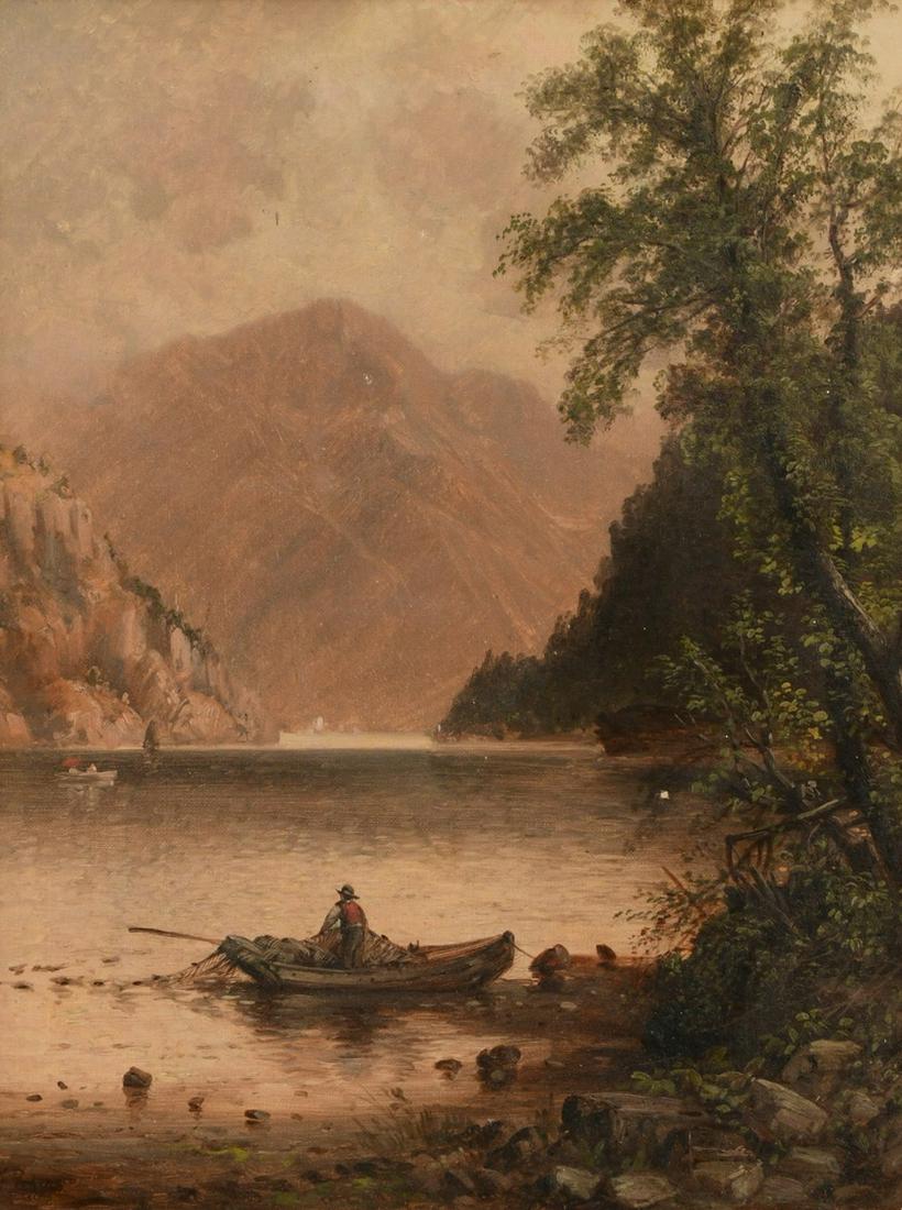 Granville Perkins (American, 1830-1895), Echo Lake, New Hampshire: Granville Perkins(American, 1830-1895)Echo Lake, New Hampshireoil on canvassigned "G. Perkins" (lower left)17 1/2 x 13 inches (sight)21 1/2 x 17 inches (frame)