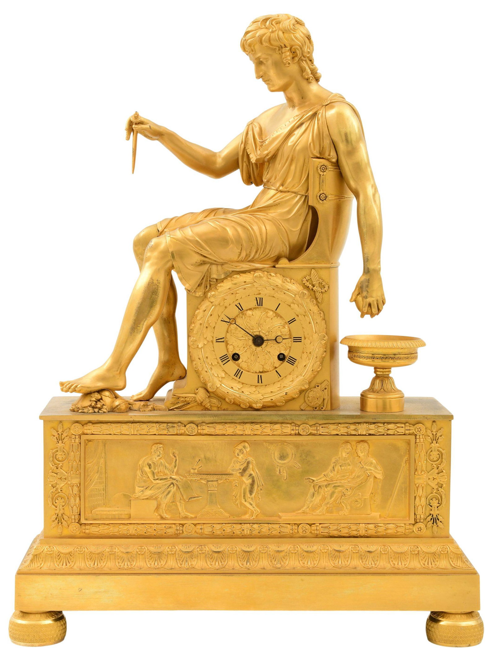 French Charles X Gilt Bronze Figural Mantel Clock (1 of 10)