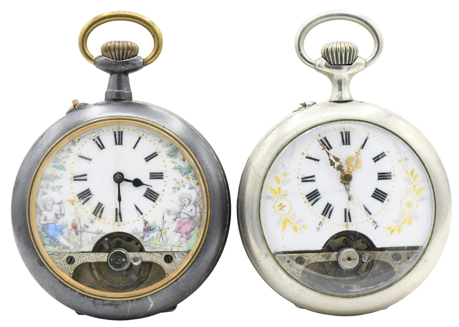 Two 8 Day Pocket Watches with Exposed Balance (1 of 3)