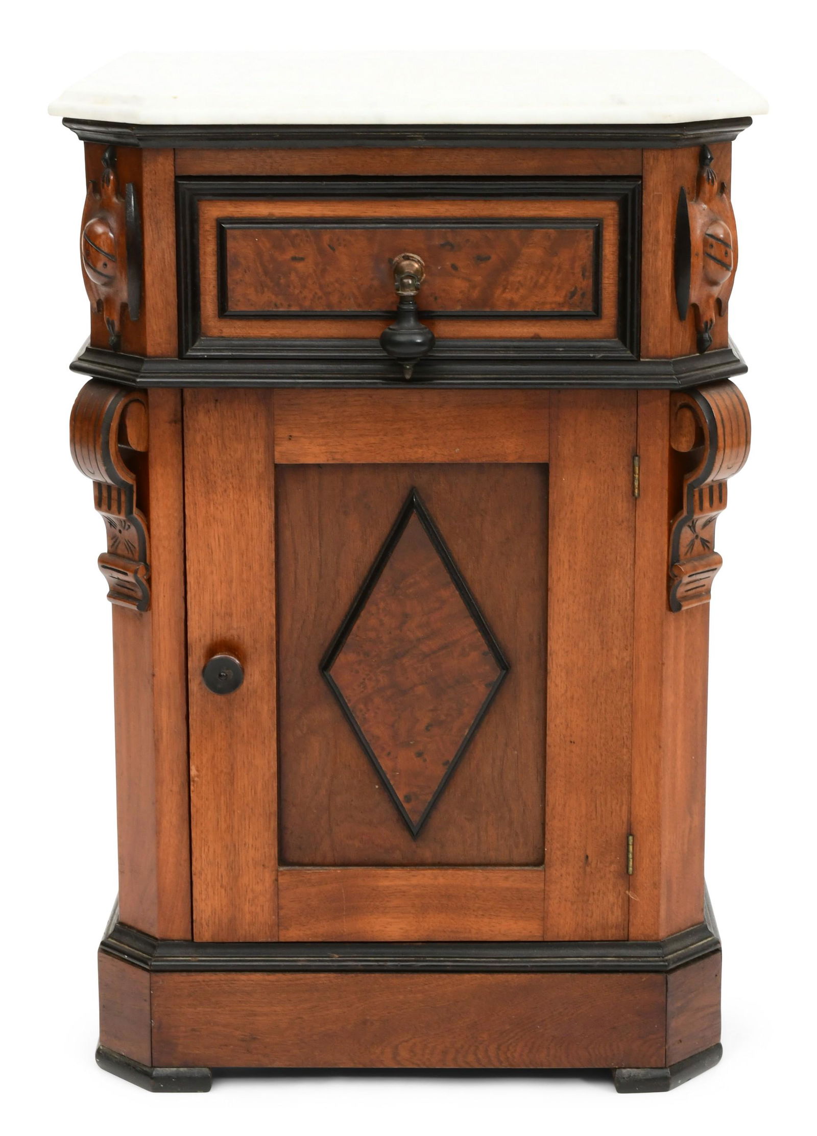 American Walnut Half Commode with Marble Top (1 of 8)