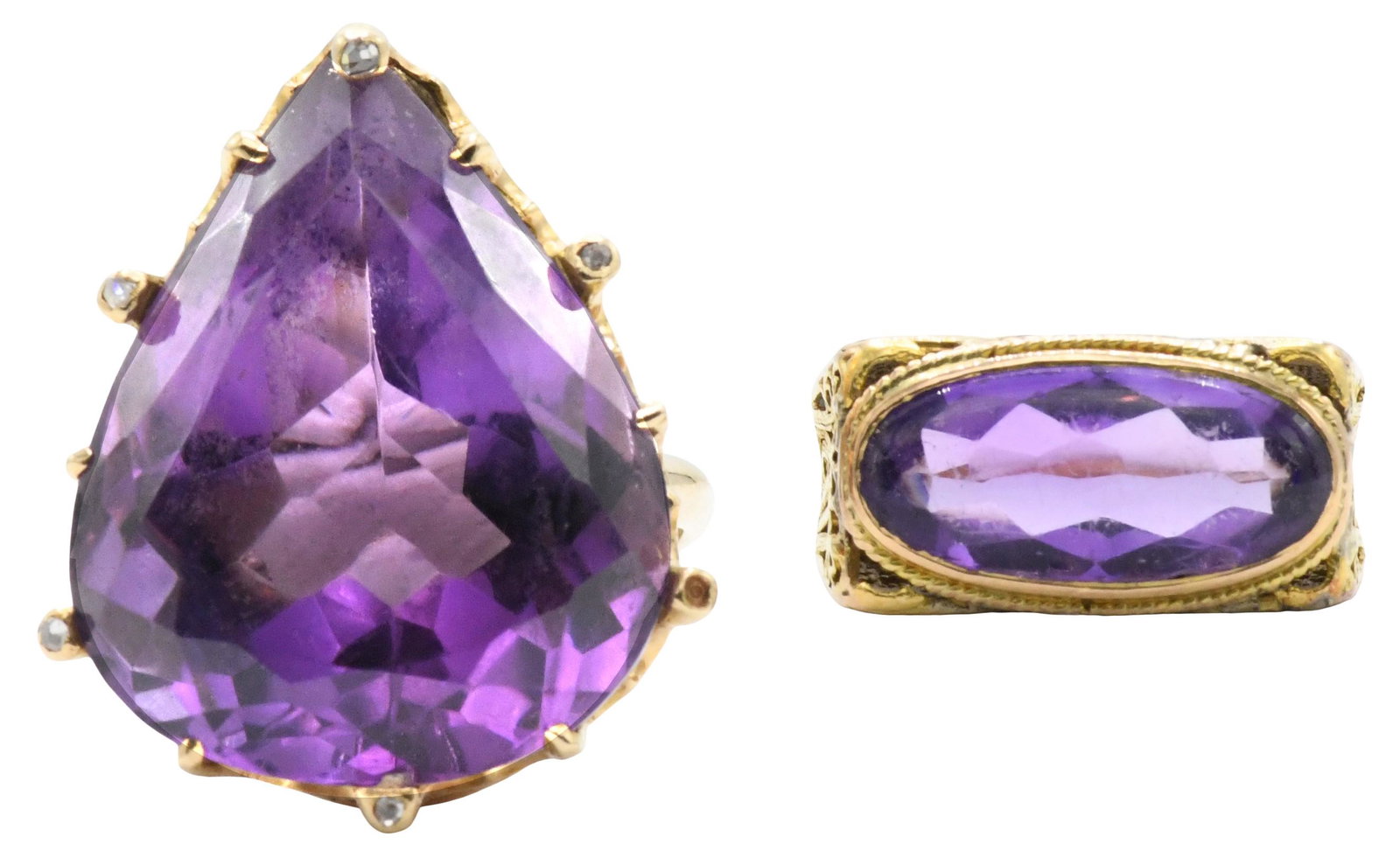 Two 14K Yellow Gold & Amethyst Rings (1 of 7)