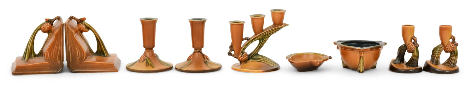 Six Roseville Pottery "Pinecone" Items (1 of 7)