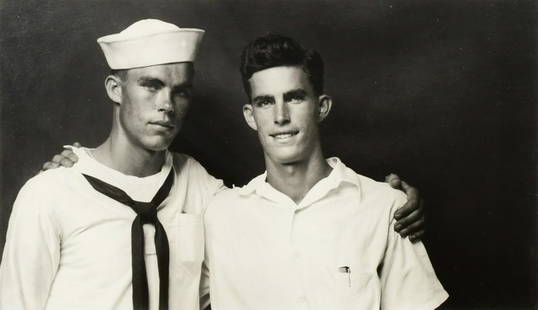 Mike Disfarmer (American, 1884-1959), Untitled (Sailor and Brother), Edition 14/75: Mike Disfarmer(American, 1884-1959)Untitled (Sailor and Brother), Edition 14/75gelatin silver print, printed laterlabel on verso14 1/4 x 19 1/2 inches (frame)7 1/2 x 12 1/2 inches (sight) Provena