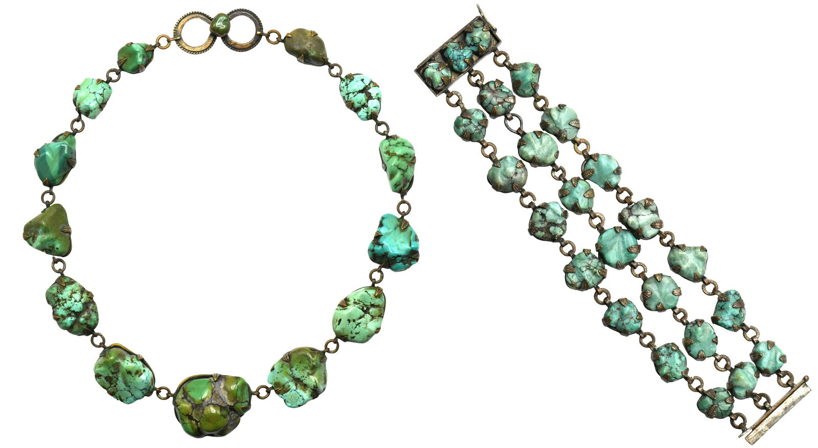 Chinese Turquoise Necklace & Bracelet (1 of 3)