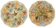 Pair of Enameled Glass Plates