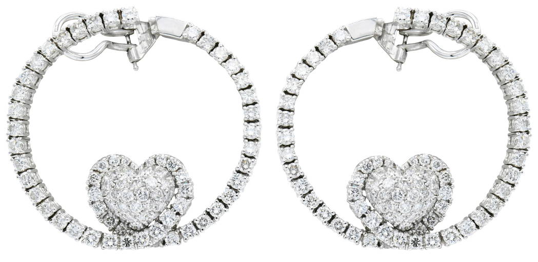 18K White Gold & 5.11 Carat Diamond Hoop Earrings (0121) on Jan 28
