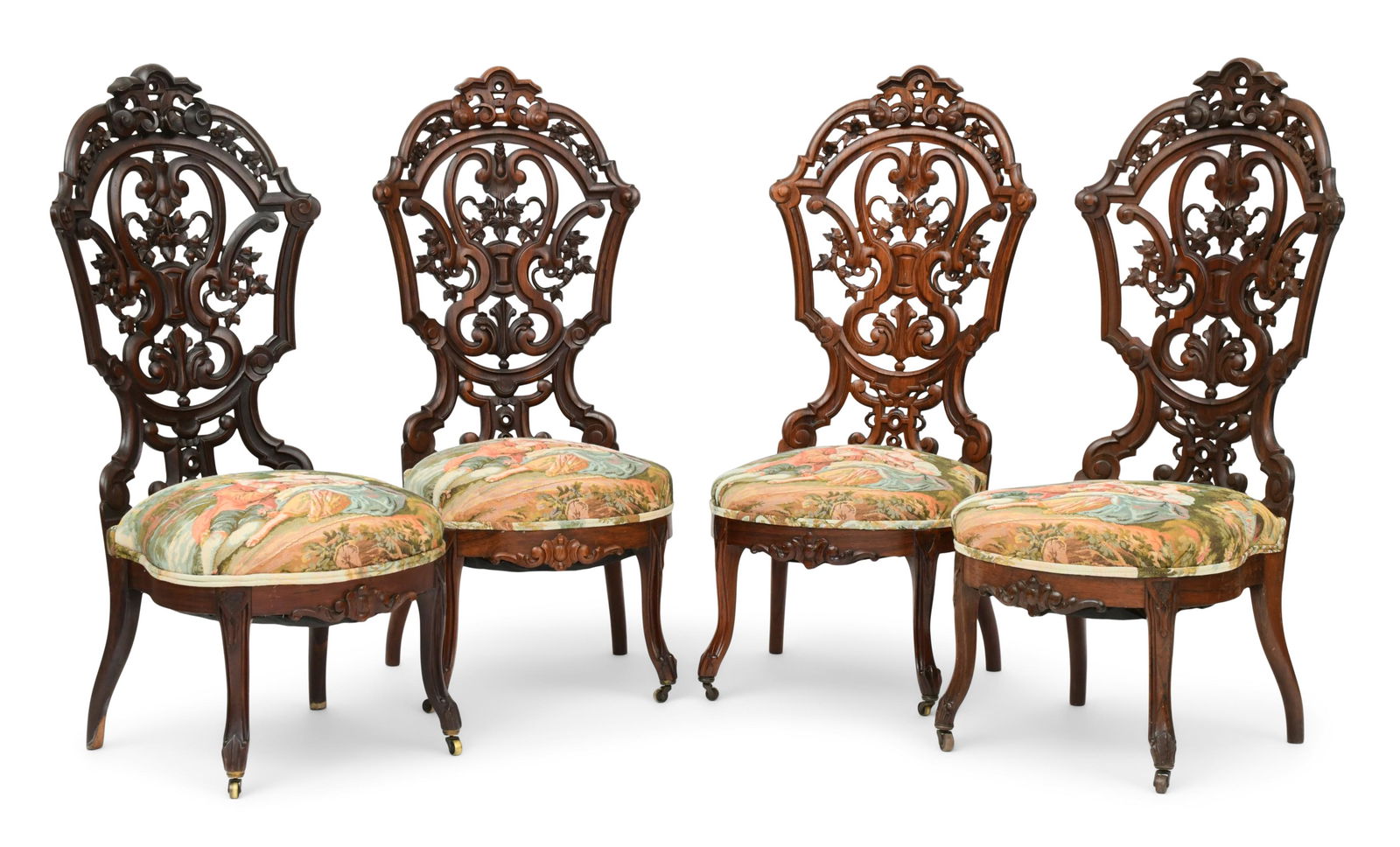 Attributed to J. & J.W. Meeks, Set of Four Rosewood Side Chairs (1 of 6)