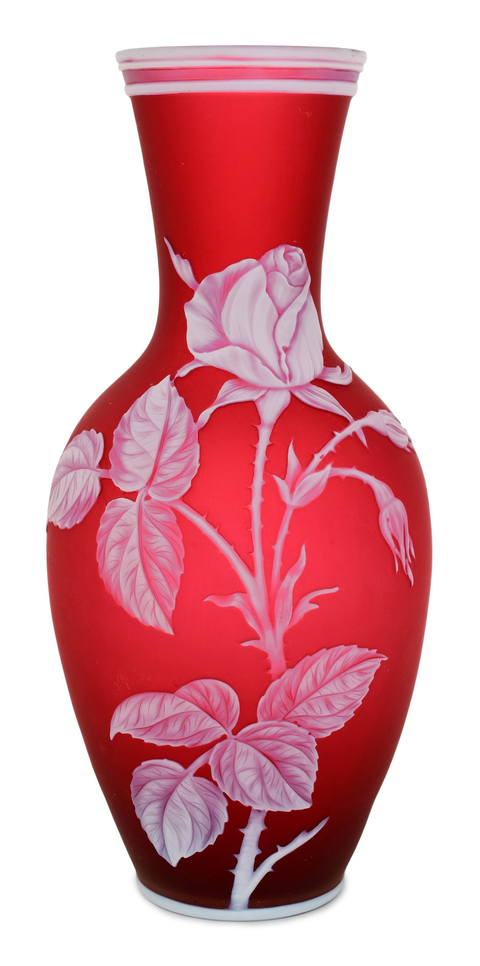 Thomas Webb & Sons Cameo Glass "Rose" Vase (1 of 6)