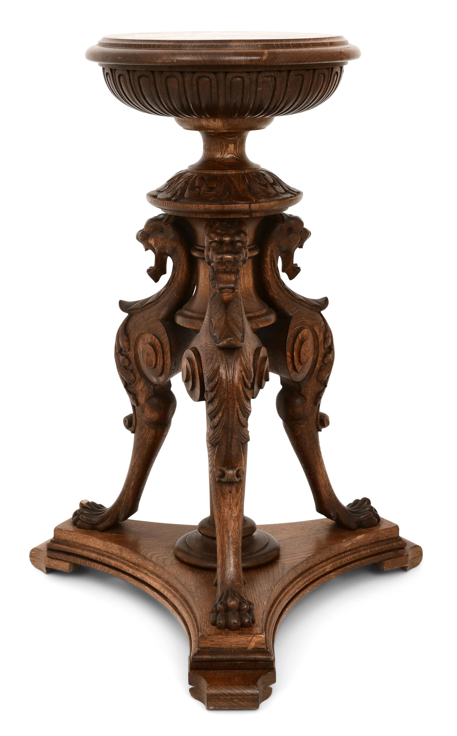 American Figural Carved Oak Pedestal (1 of 4)