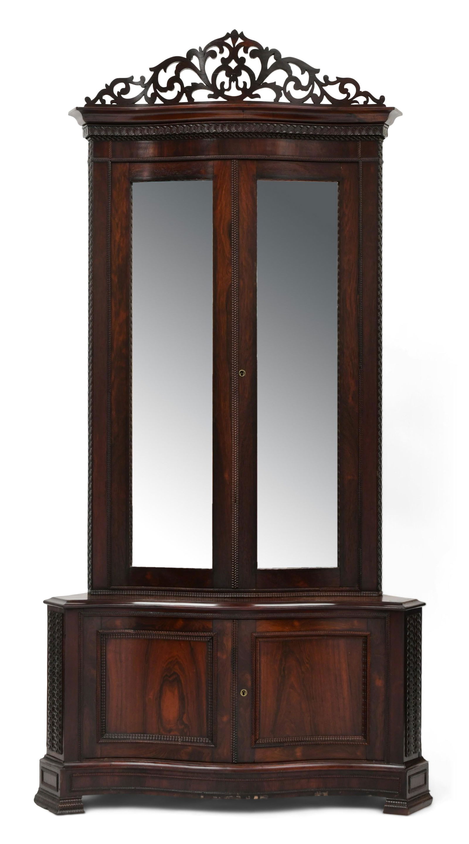 American Rococo Revival Rosewood Step-Back Cabinet (1 of 7)