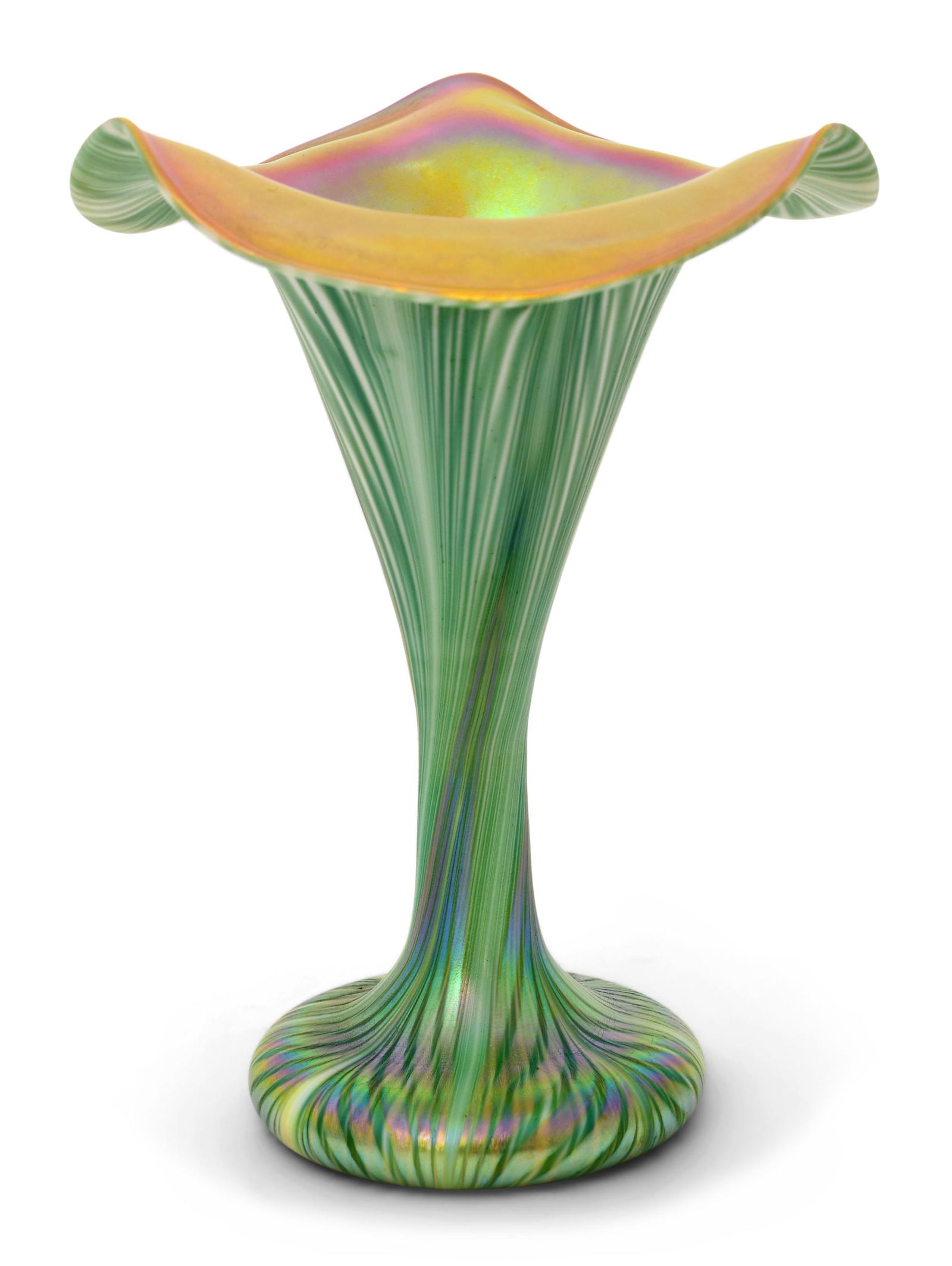 Quezal Art Glass "Pulled Feather" Vase (1 of 5)