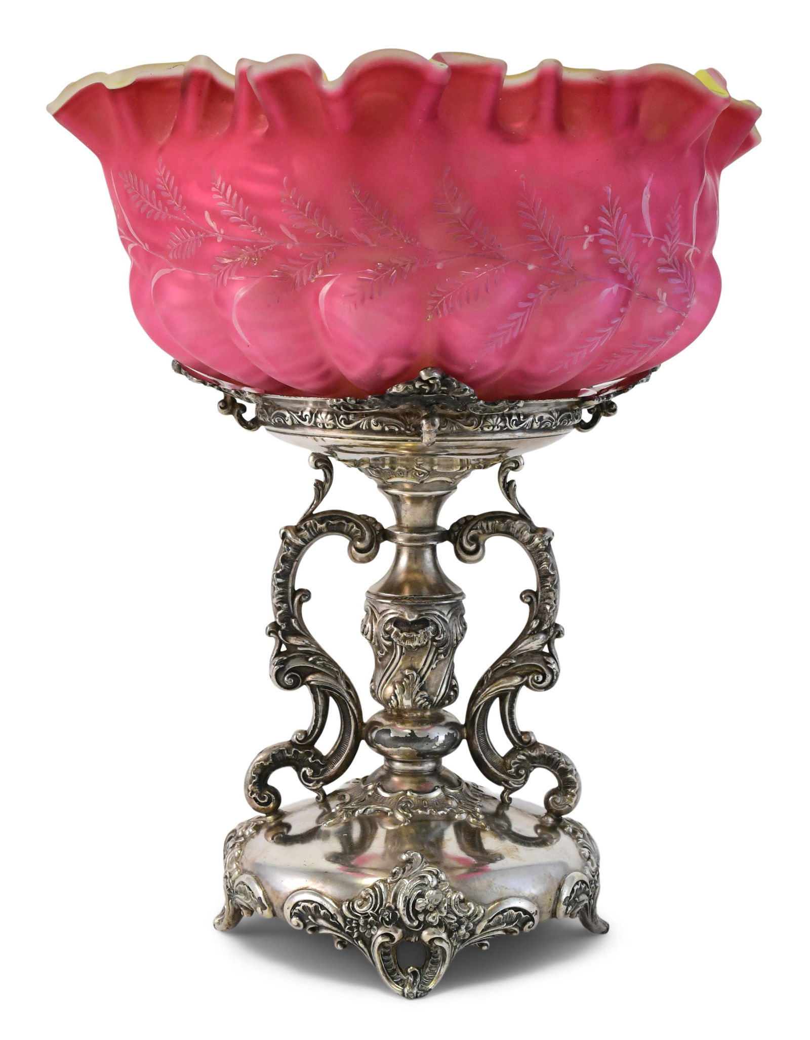 Victorian Silverplate & Glass Bride's Basket (1 of 6)