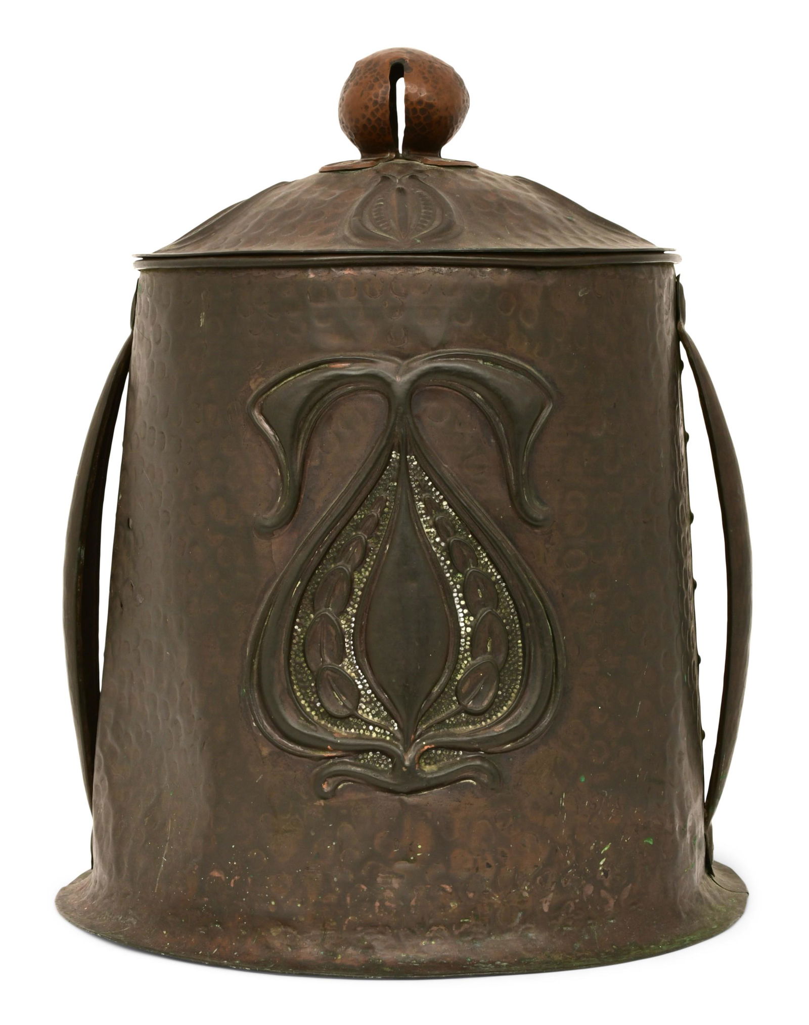 English Arts & Crafts Hammered Copper Coal Scuttle (1 of 4)