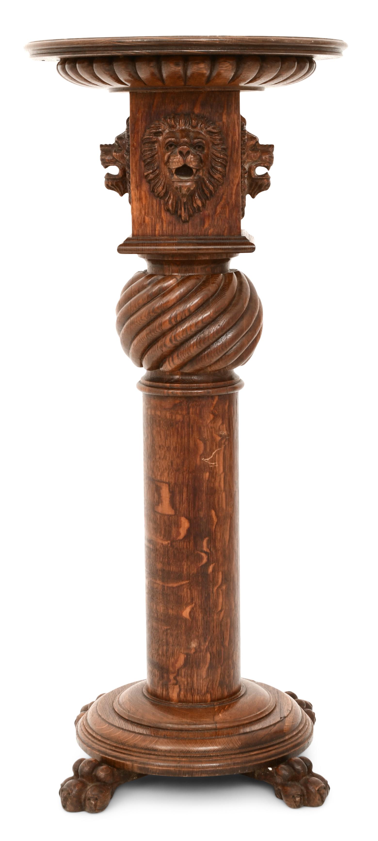 American Figural Carved Oak Plant Stand (1 of 5)