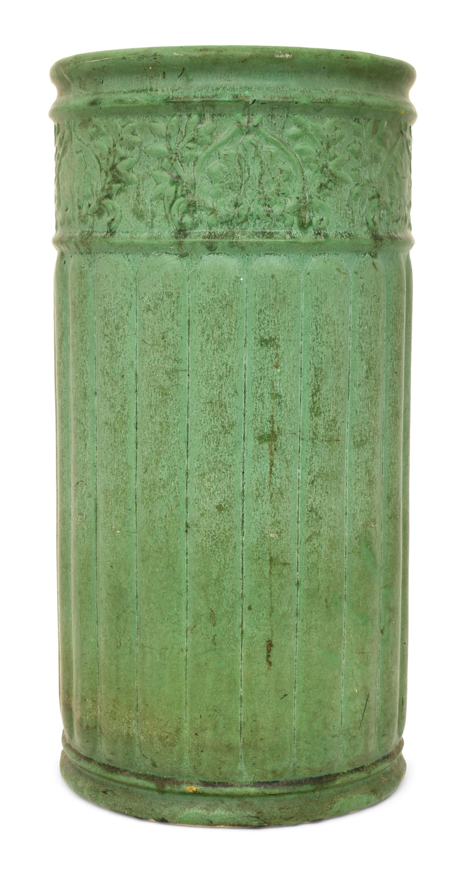 Weller Pottery Matte Green Umbrella Stand (1 of 3)