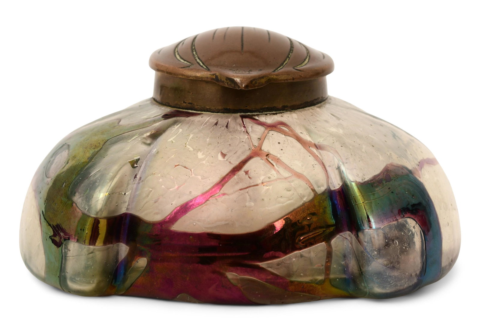 Austrian Iridescent Glass Inkwell (1 of 5)