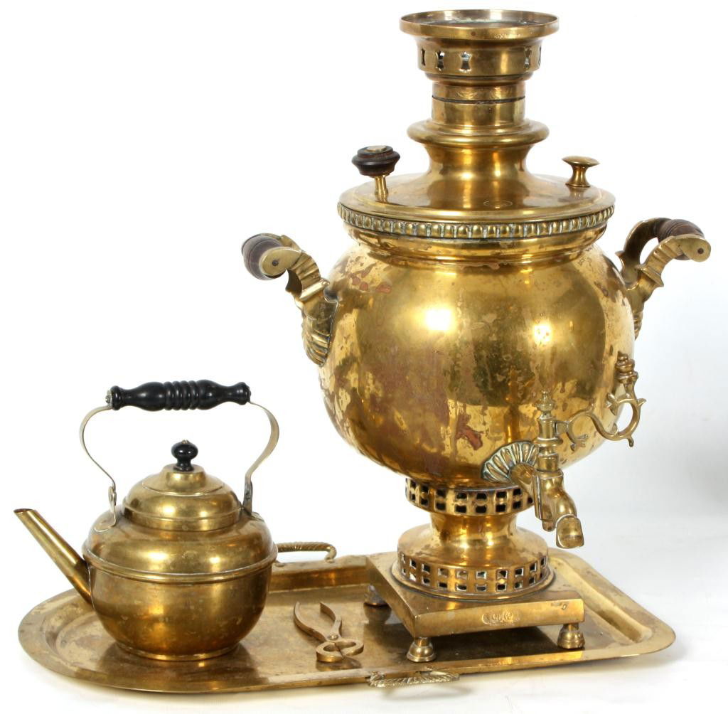 322 Russian Brass Tea Set w/ Samovar Feb 11, 2012 Fontaine's