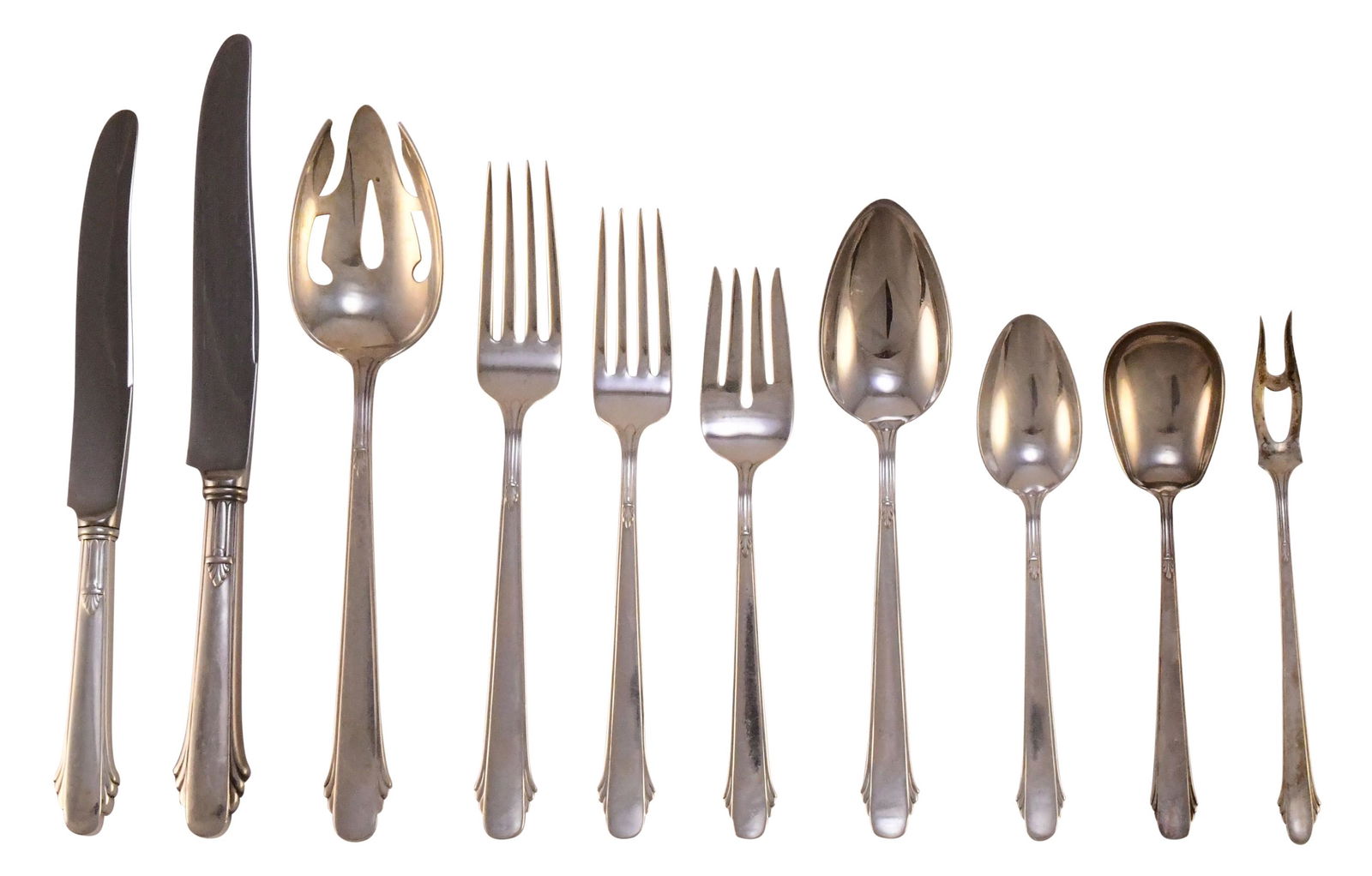 Gorham Mfg. Co. "Hunt Club" Flatware Set, Service for 12, 99 Pieces: Gorham Mfg. Co."Hunt Club" Flatware Set, Service for 12, 99 Piecesearly 20th centurysterling silver7 3/4 in. long (dinner fork), 8 3/4 in. long (dinner knife)115.89 troy ounces (fully sterli