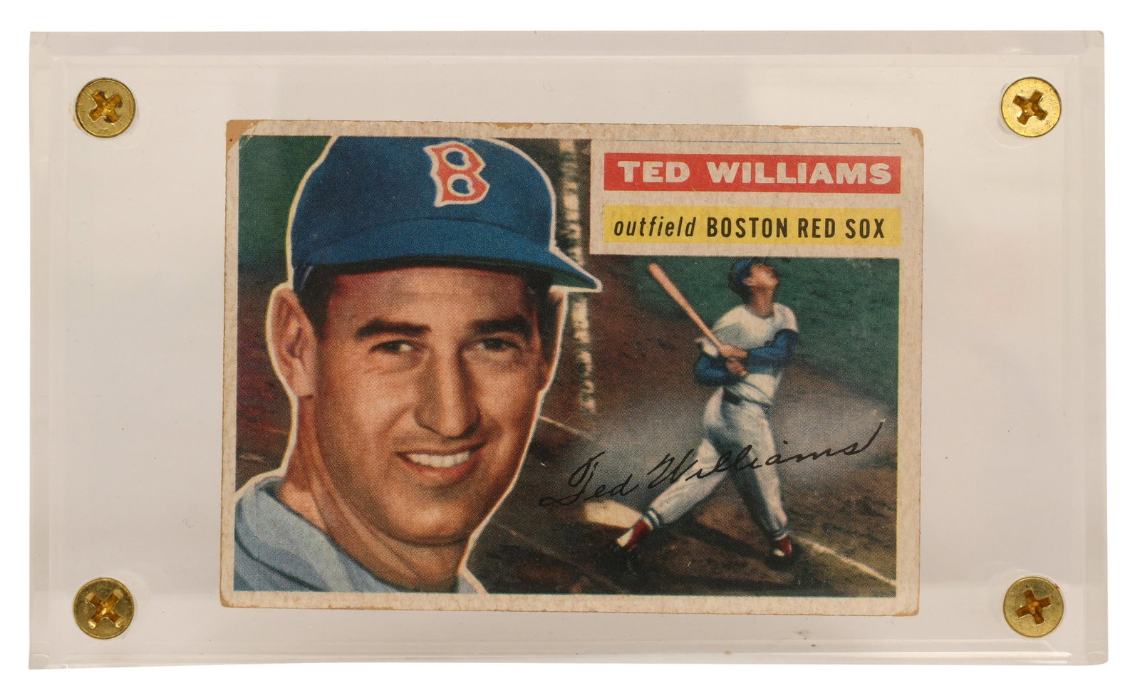 1956 Topps Ted Williams Baseball Card, No. 5: 1956 Topps Ted Williams Baseball Card, No. 5 5 3/4 x 3 1/2 inches (case) Provenance: Private Collection, Florida