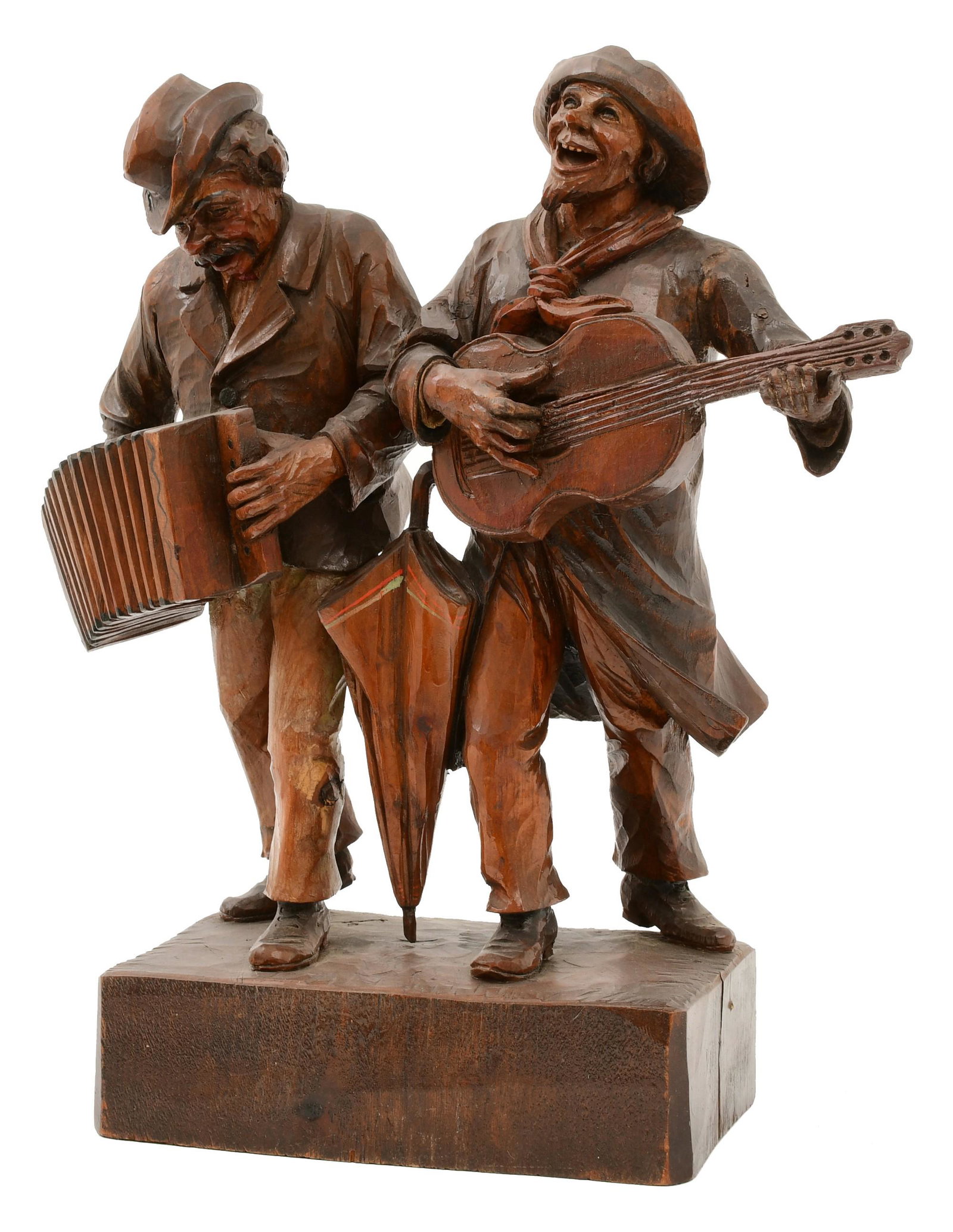 Black Forest Carving of Two Musicians: Black Forest Carving of Two Musicians early 20th century 12 x 11 x 4 inches Provenance: Private Collection, New York